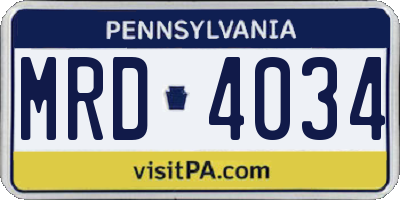 PA license plate MRD4034