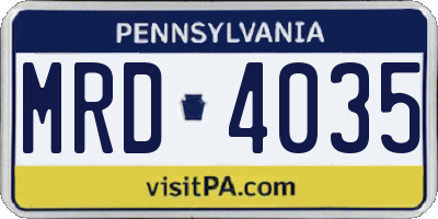 PA license plate MRD4035