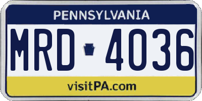 PA license plate MRD4036