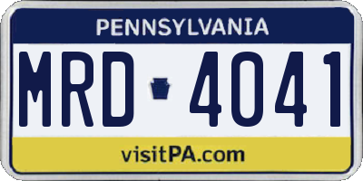 PA license plate MRD4041