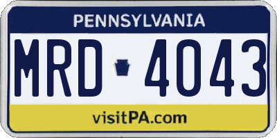 PA license plate MRD4043