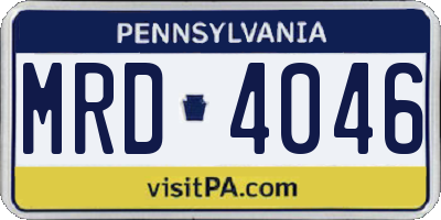 PA license plate MRD4046