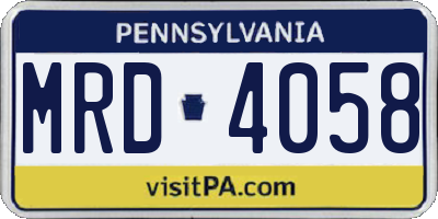 PA license plate MRD4058