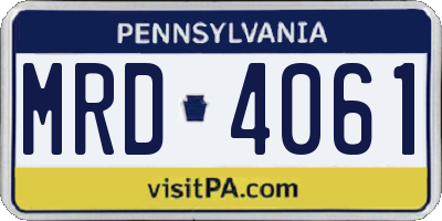 PA license plate MRD4061