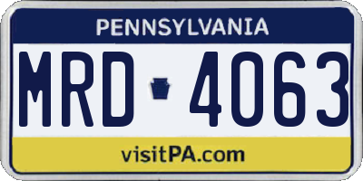 PA license plate MRD4063