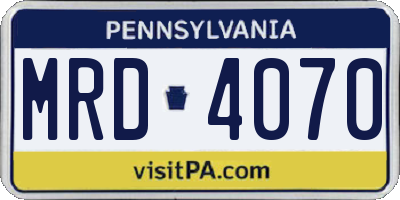 PA license plate MRD4070
