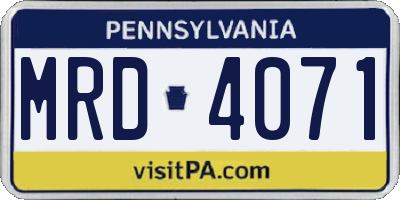 PA license plate MRD4071