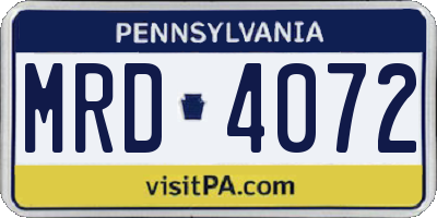 PA license plate MRD4072