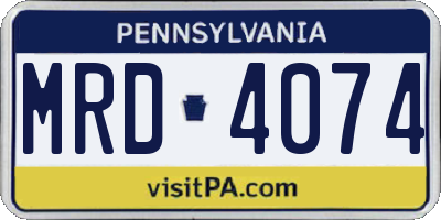 PA license plate MRD4074