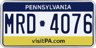 PA license plate MRD4076