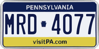 PA license plate MRD4077