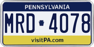 PA license plate MRD4078
