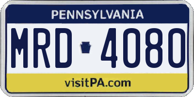 PA license plate MRD4080