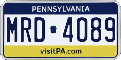PA license plate MRD4089