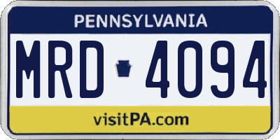 PA license plate MRD4094