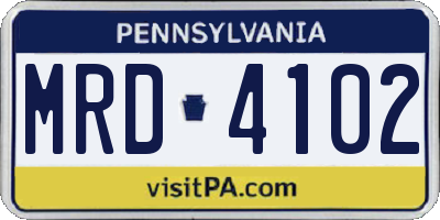 PA license plate MRD4102