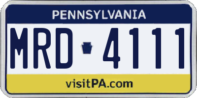 PA license plate MRD4111