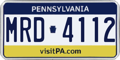 PA license plate MRD4112