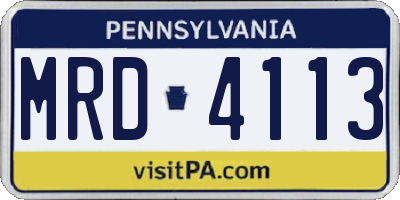 PA license plate MRD4113
