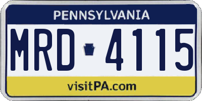 PA license plate MRD4115