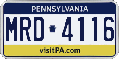 PA license plate MRD4116