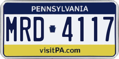 PA license plate MRD4117