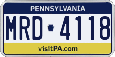 PA license plate MRD4118