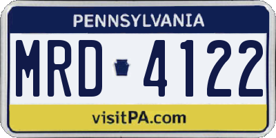 PA license plate MRD4122