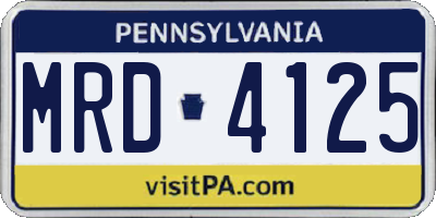 PA license plate MRD4125