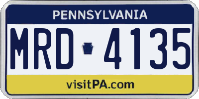 PA license plate MRD4135