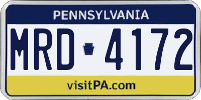 PA license plate MRD4172