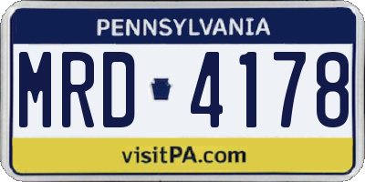 PA license plate MRD4178