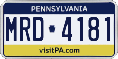 PA license plate MRD4181