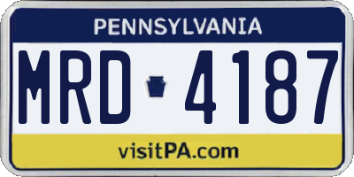 PA license plate MRD4187