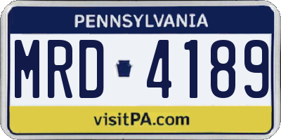 PA license plate MRD4189