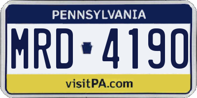 PA license plate MRD4190