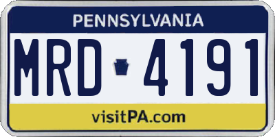 PA license plate MRD4191