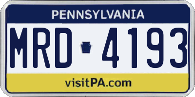 PA license plate MRD4193