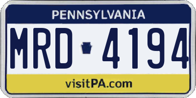 PA license plate MRD4194