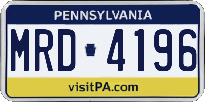PA license plate MRD4196