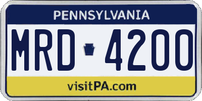 PA license plate MRD4200