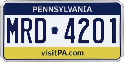 PA license plate MRD4201