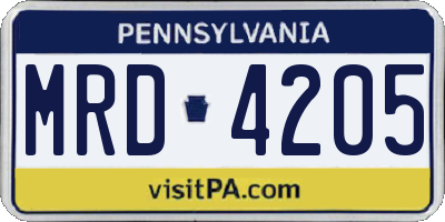 PA license plate MRD4205