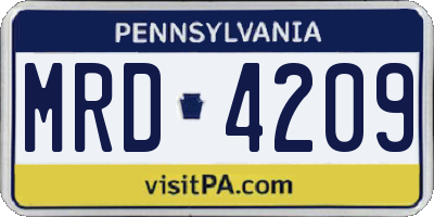 PA license plate MRD4209
