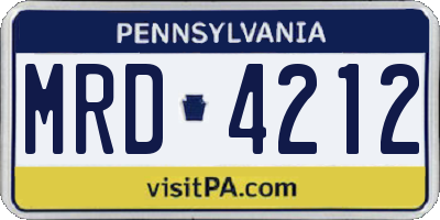PA license plate MRD4212