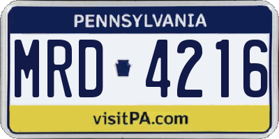 PA license plate MRD4216