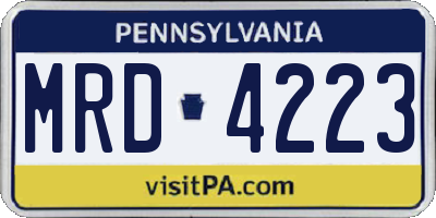 PA license plate MRD4223