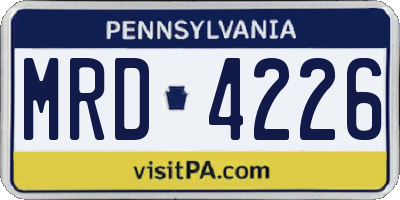 PA license plate MRD4226