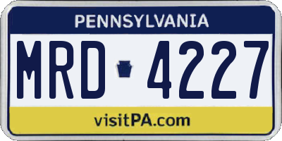 PA license plate MRD4227