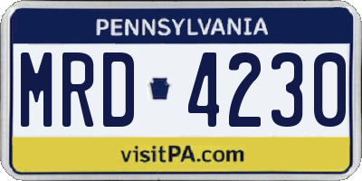 PA license plate MRD4230